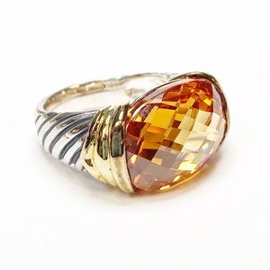 925 Silver Ring With Checkerboard Top Stone Sz 7